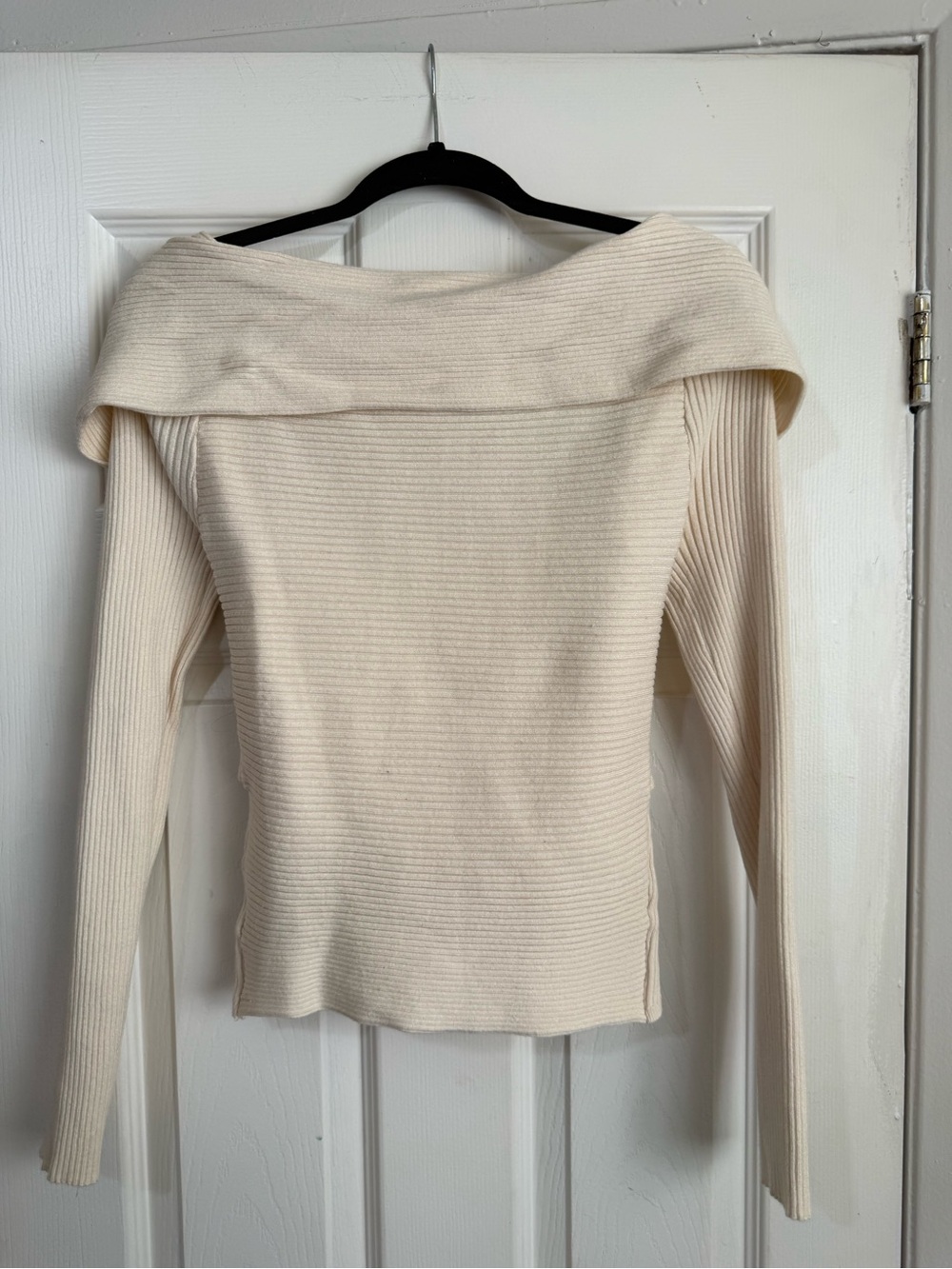 Astr Twisted Off-Shoulder Ribbed Sweater - Cream - Picture 2 of 4